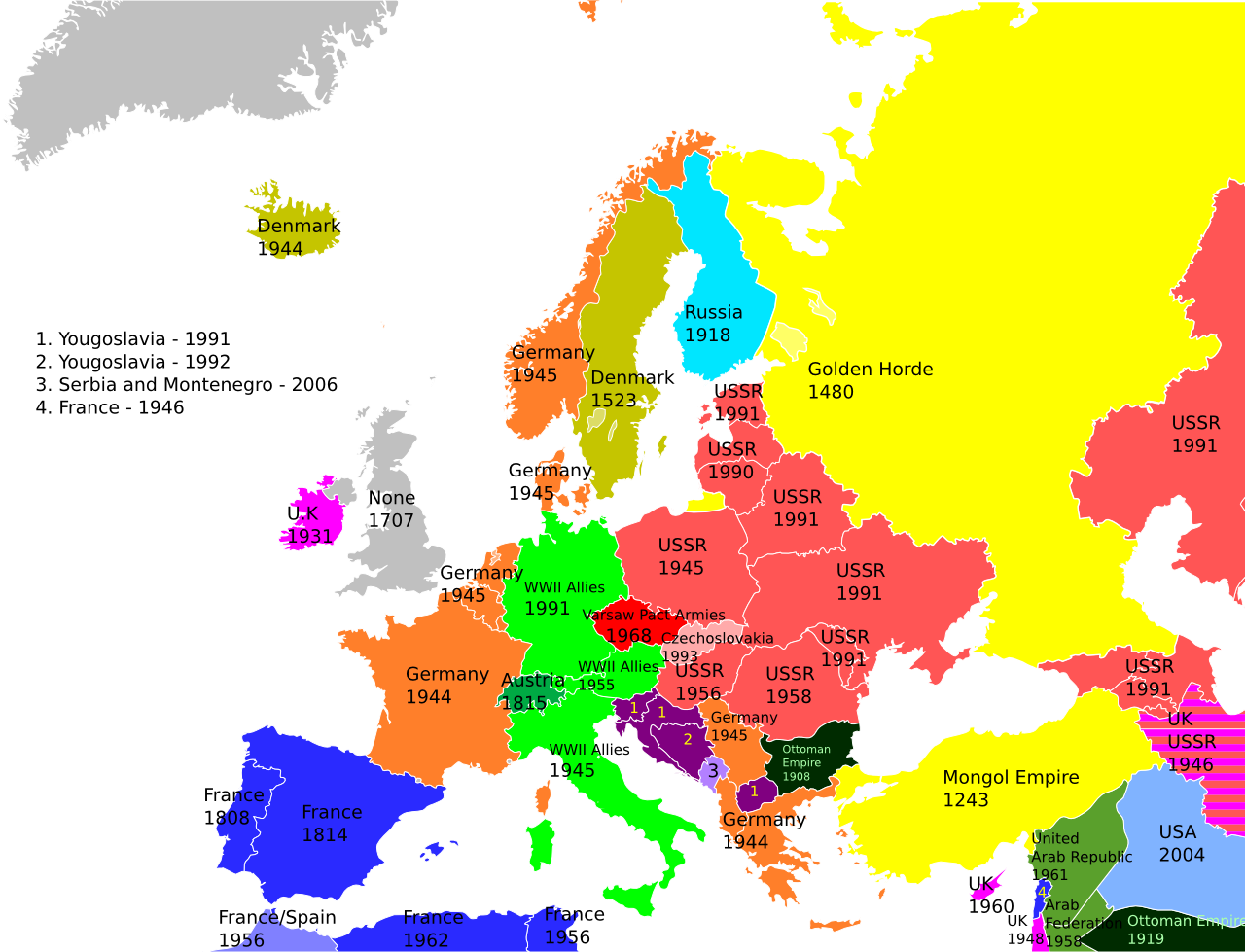 An Awesome Map Of The Last Time Each European Country Was Occupied