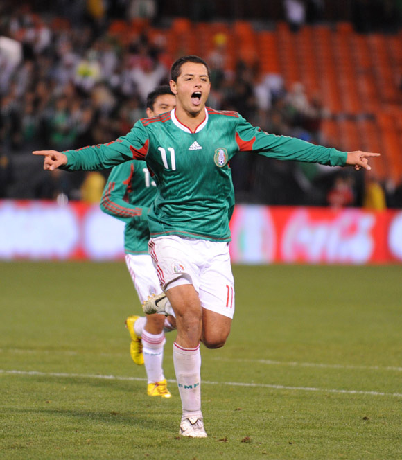Mexico striker Javier Hernández bagged a pair of goals in his first start for El Tri. Photo: Joe Nuxoll, centerlinesoccer.com.