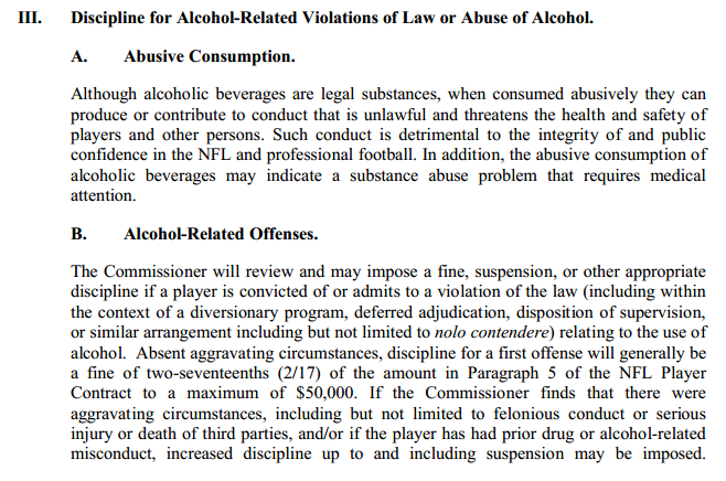 NFL alcohol