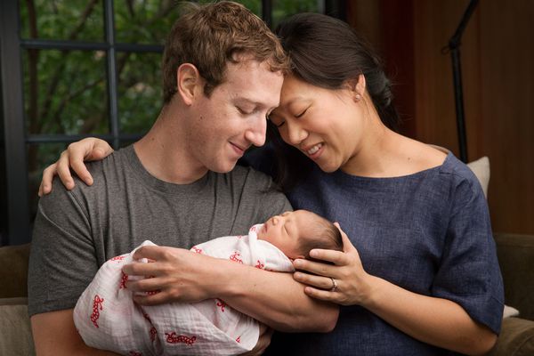 Zuckerberg, Chan, and their newborn daughter, Max.