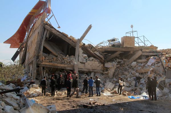The rubble of a hospital supported by Doctors Without Borders (MSF) near Maaret al-Numan, in Syria's northern province of Idlib, after the building was hit by suspected Russian airstrikes.