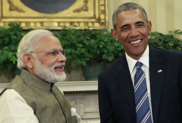 Obama and Modi in the Oval Office. Worth remembering that Modi helped incite a riot in which infants were speared and then lifted into flames, and in which hundreds of women and young girls were raped and then burned alive.