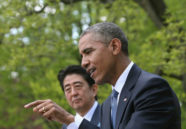 Obama and Japanese Prime Minister Shinzo Abe at the White House last year.