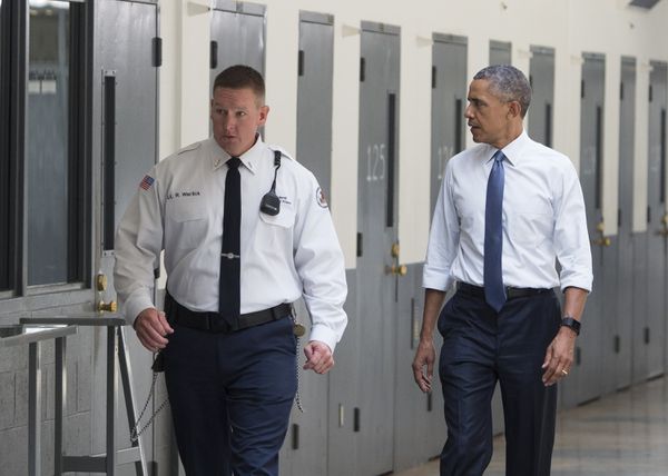 Obama visiting El Reno Federal Correctional Institution in El Reno, Oklahoma, last July.