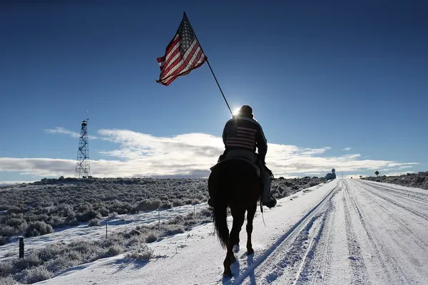 Protesters near the Malheur National Wildlife Refuge during the standoff.