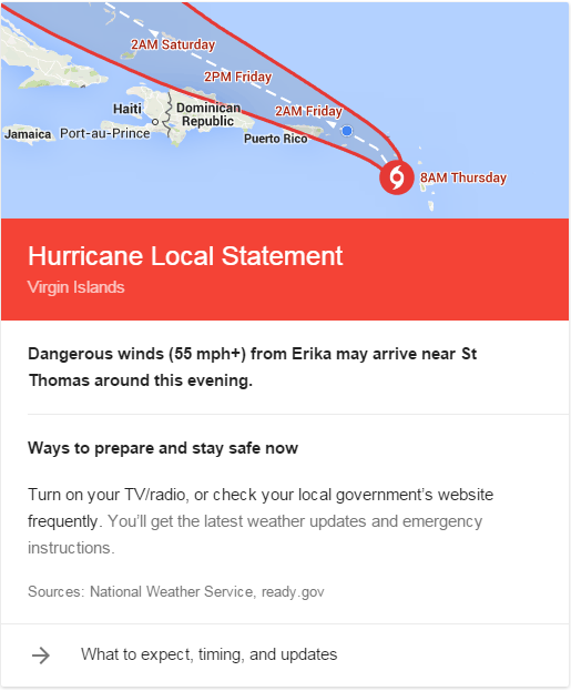 google hurricane alerts