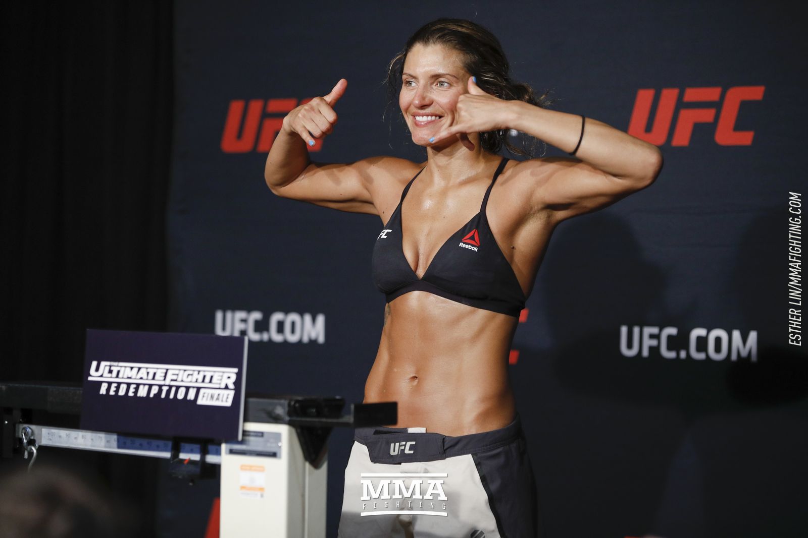 Ashley Yoder all smiles after making weight at the buzzer at the TUF 25 Fin...